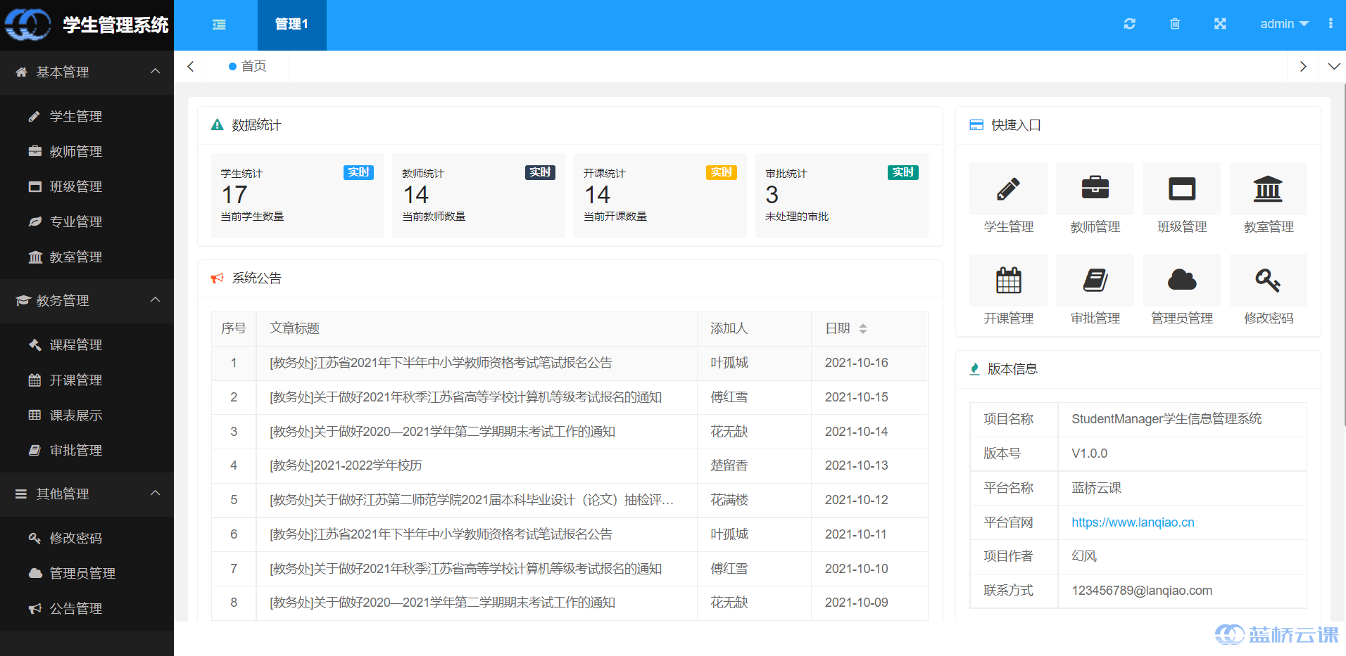 管理员首页